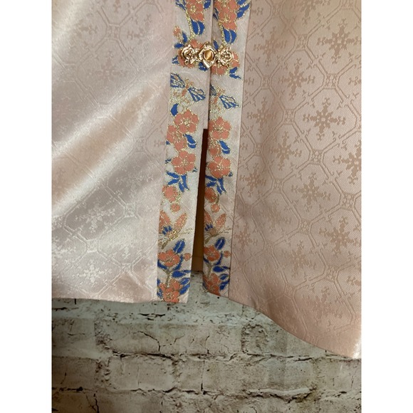 Authentic Ming-Style Hanfu Bijia Top by Mingtang Shiyi Peach Jacquard Sika Deer - Picture 8 of 15